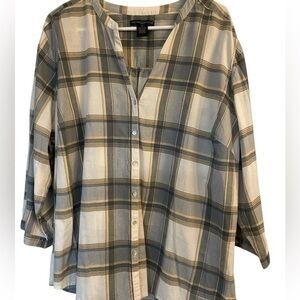Preswick & Moore Gray and Cream Plaid Button-Down Shirt